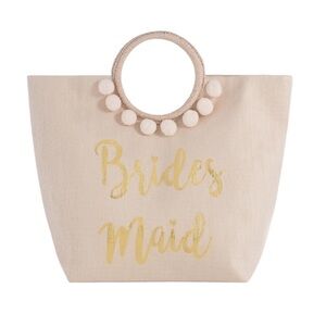 SHIRALEAH CHICAGO MIA BLUSH BRIDESMAID BRIDAL POMPOM TOTE